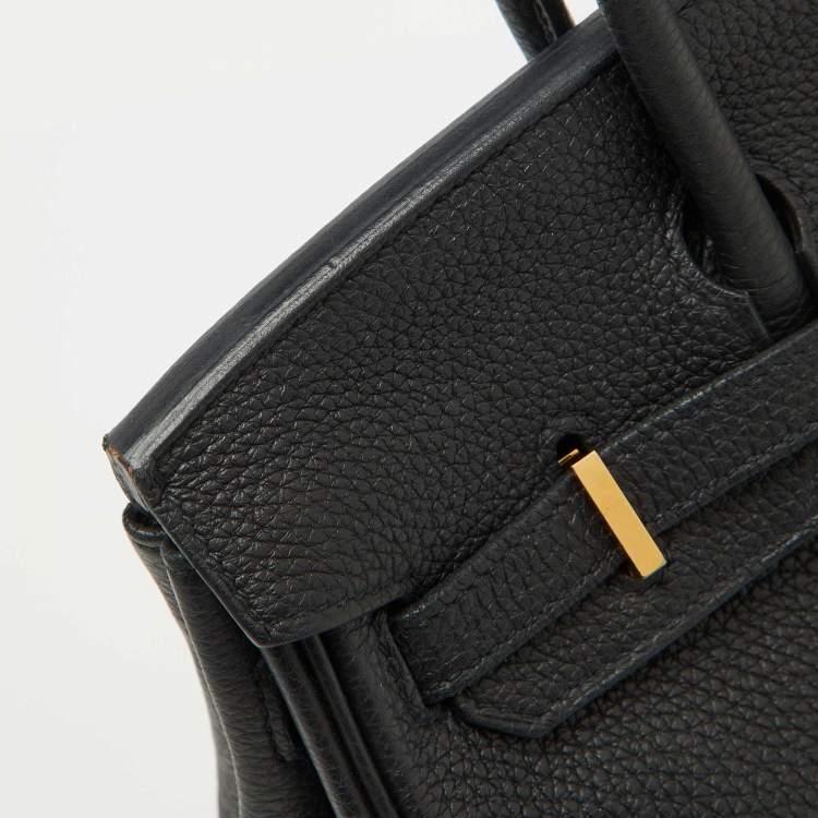 Pre Owned Hermes Noir Togo Leather Gold Finish Birkin 25 Bag