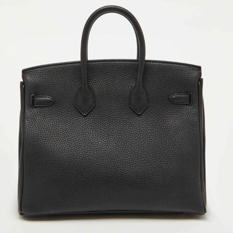 Pre Owned Hermes Noir Togo Leather Gold Finish Birkin 25 Bag