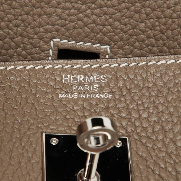 Pre Owned Hermes Etoupe Grey Taurillon Clemence Leather Palladium Finish Birkin 30 Bag
