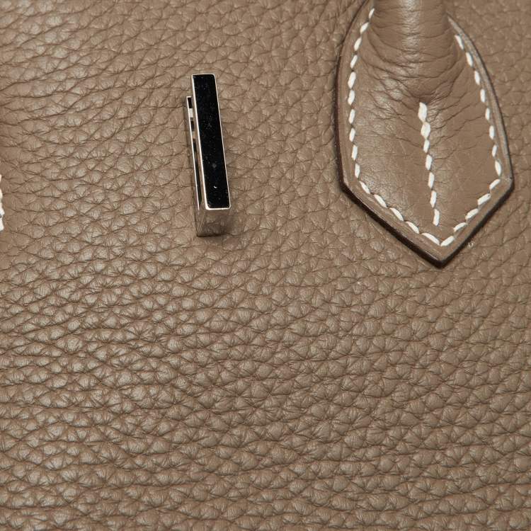 Pre Owned Hermes Etoupe Grey Taurillon Clemence Leather Palladium Finish Birkin 30 Bag