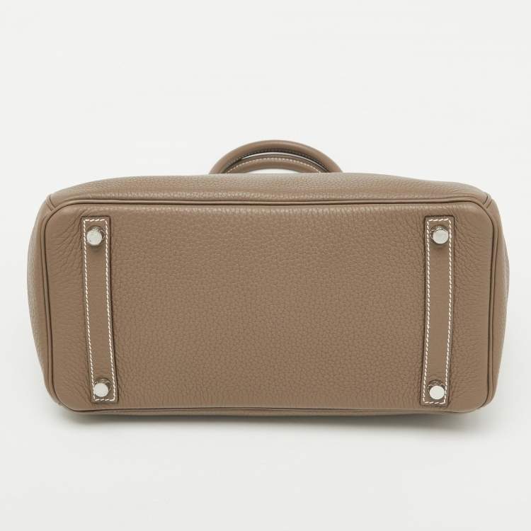 Pre Owned Hermes Etoupe Grey Taurillon Clemence Leather Palladium Finish Birkin 30 Bag