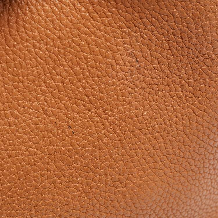 Pre Owned Hermes Gold/Rouge Taurillon Clemence Leather Picotin Lock 22 Bag