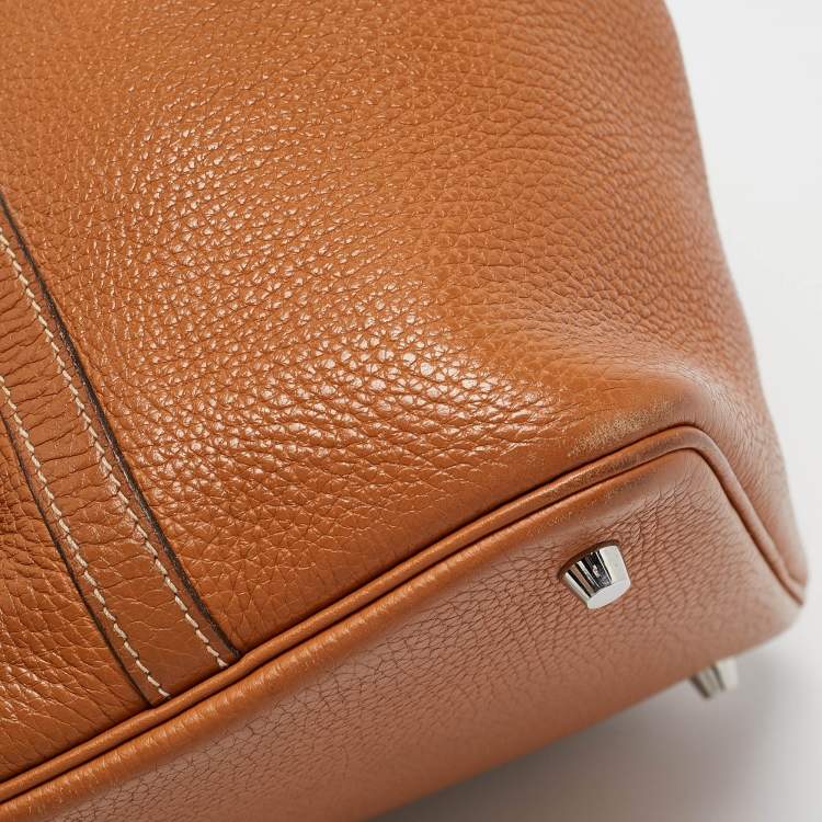 Pre Owned Hermes Gold/Rouge Taurillon Clemence Leather Picotin Lock 22 Bag