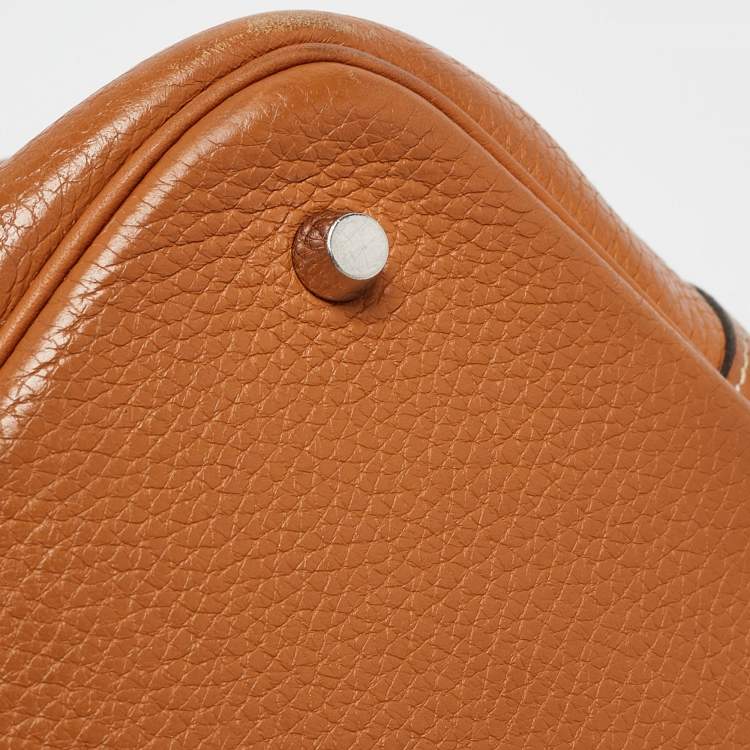 Pre Owned Hermes Gold/Rouge Taurillon Clemence Leather Picotin Lock 22 Bag