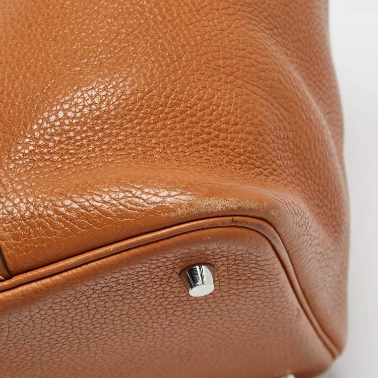 Pre Owned Hermes Gold/Rouge Taurillon Clemence Leather Picotin Lock 22 Bag