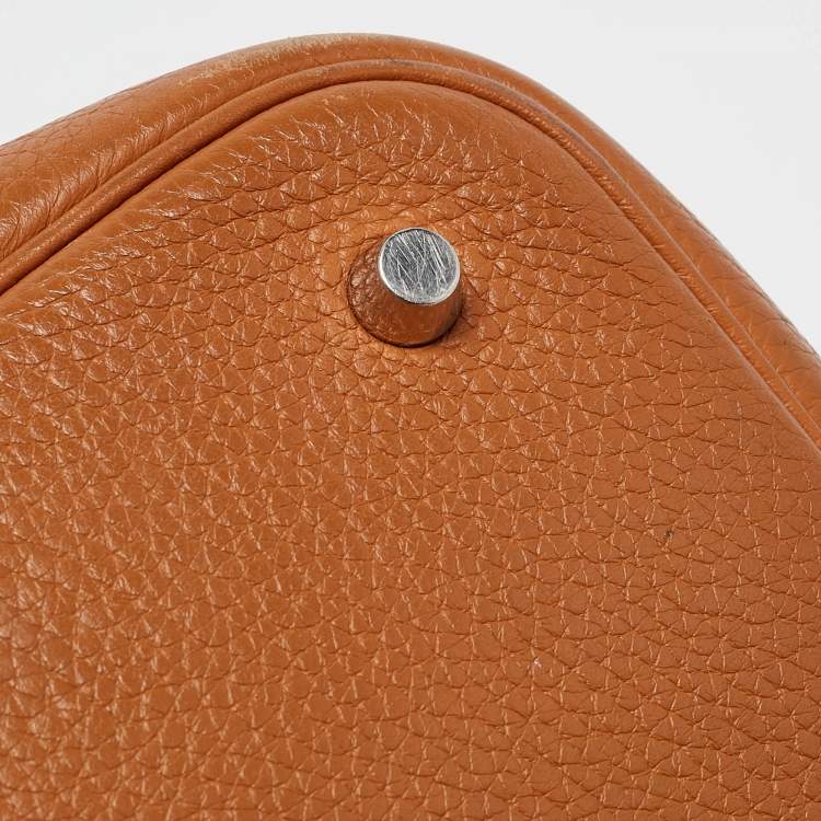 Pre Owned Hermes Gold/Rouge Taurillon Clemence Leather Picotin Lock 22 Bag
