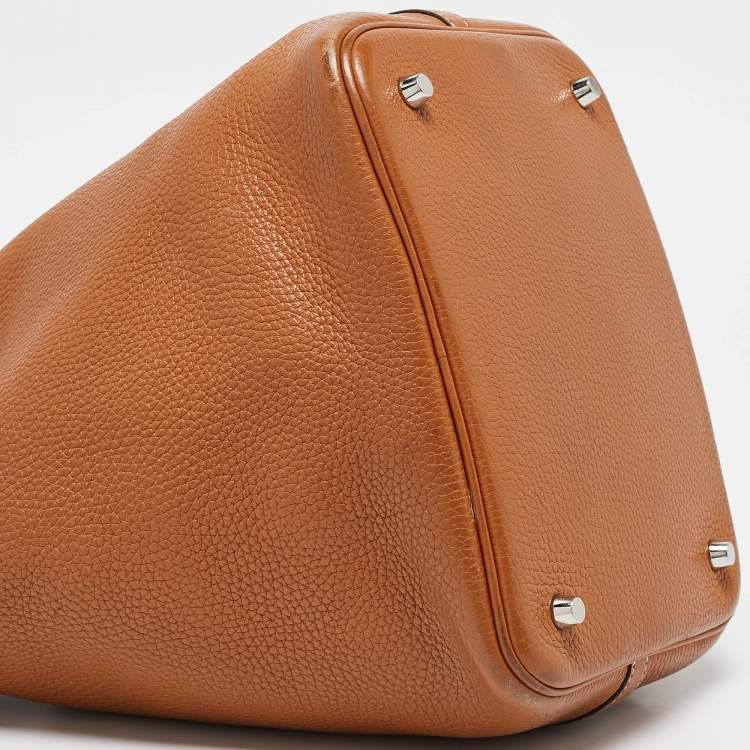 Pre Owned Hermes Gold/Rouge Taurillon Clemence Leather Picotin Lock 22 Bag