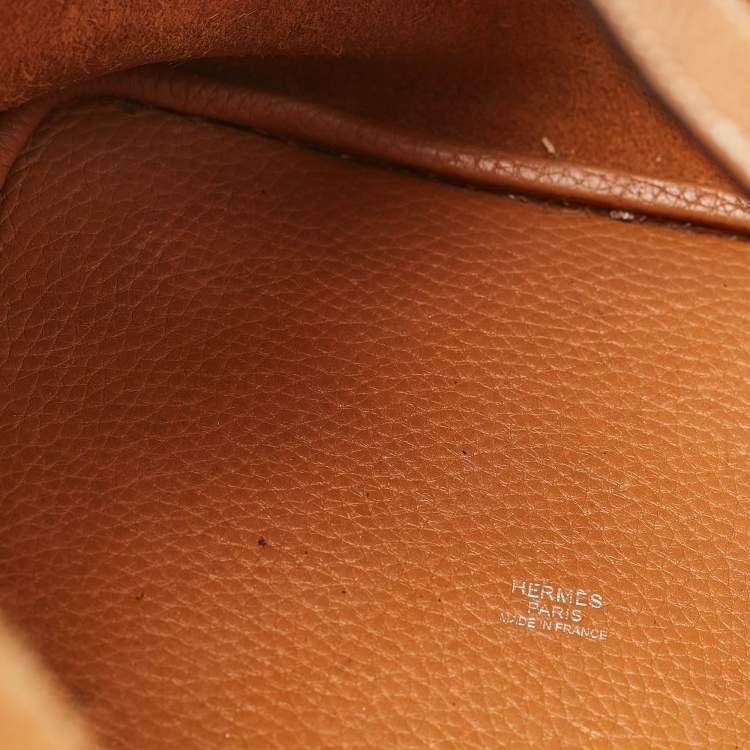 Pre Owned Hermes Gold/Rouge Taurillon Clemence Leather Picotin Lock 22 Bag