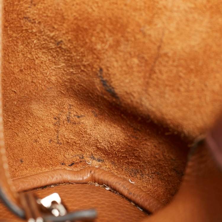 Pre Owned Hermes Gold/Rouge Taurillon Clemence Leather Picotin Lock 22 Bag