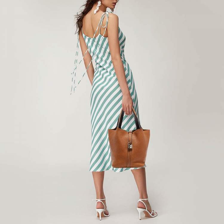 Pre Owned Hermes Gold/Rouge Taurillon Clemence Leather Picotin Lock 22 Bag