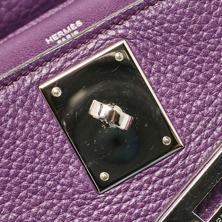 Pre Owned Hermes Ultraviolet Togo Leather Palladium Finish Jypsiere 28 Bag