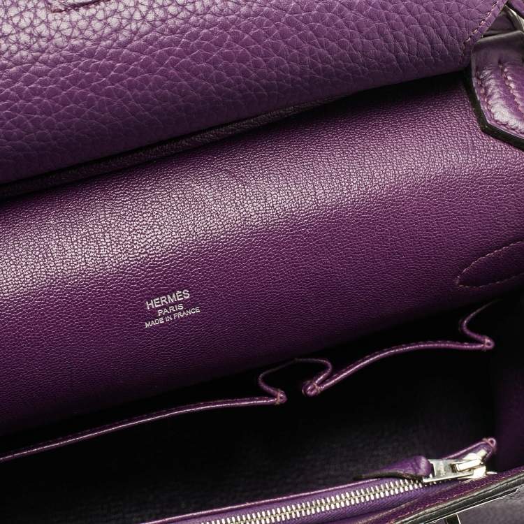 Pre Owned Hermes Ultraviolet Togo Leather Palladium Finish Jypsiere 28 Bag