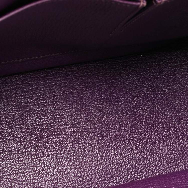 Pre Owned Hermes Ultraviolet Togo Leather Palladium Finish Jypsiere 28 Bag