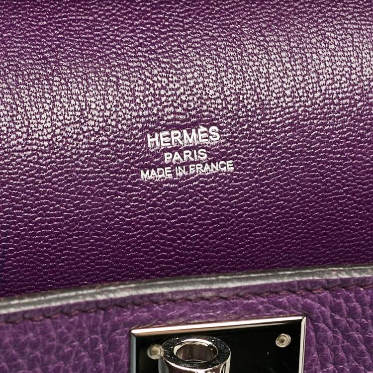 Pre Owned Hermes Ultraviolet Togo Leather Palladium Finish Jypsiere 28 Bag