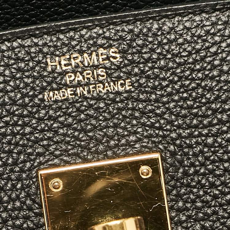 Pre Owned Hermes Noir Togo Leather Gold Finish Birkin 35 Bag