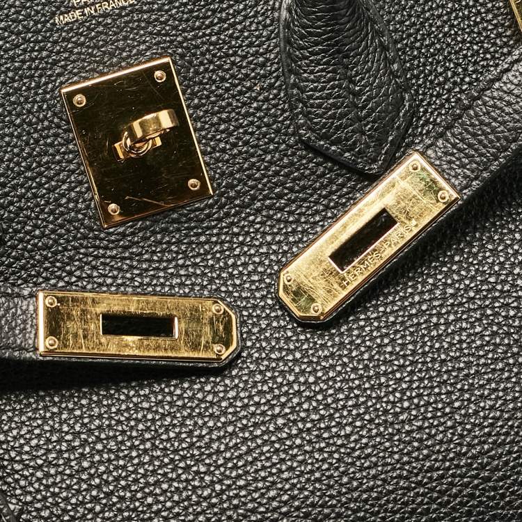 Pre Owned Hermes Noir Togo Leather Gold Finish Birkin 35 Bag
