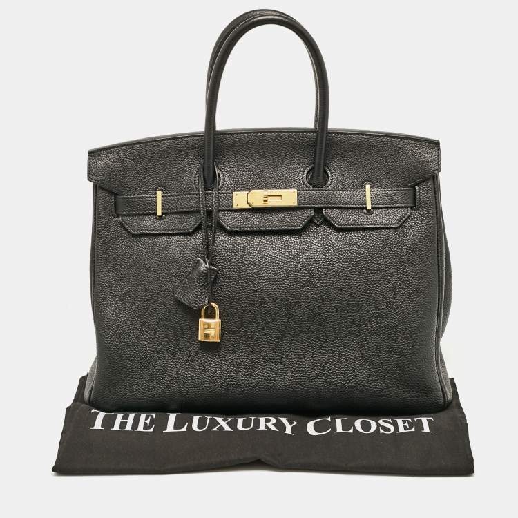 Pre Owned Hermes Noir Togo Leather Gold Finish Birkin 35 Bag