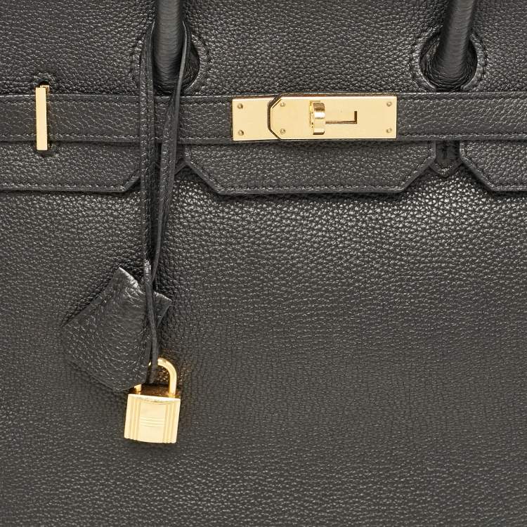 Pre Owned Hermes Noir Togo Leather Gold Finish Birkin 35 Bag