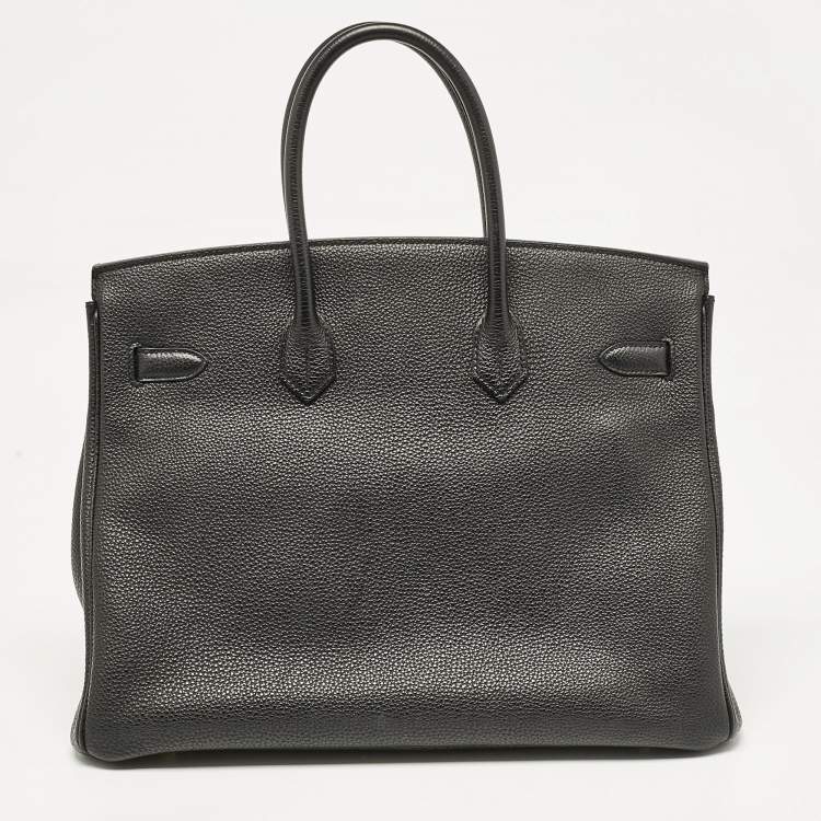 Pre Owned Hermes Noir Togo Leather Gold Finish Birkin 35 Bag