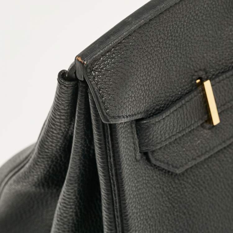 Pre Owned Hermes Noir Togo Leather Gold Finish Birkin 35 Bag