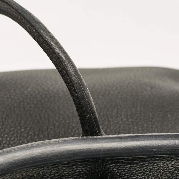 Pre Owned Hermes Noir Togo Leather Palladium Finish Birkin 25 Bag