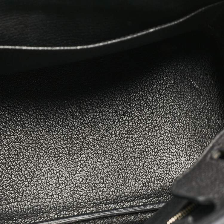 Pre Owned Hermes Noir Togo Leather Palladium Finish Birkin 25 Bag