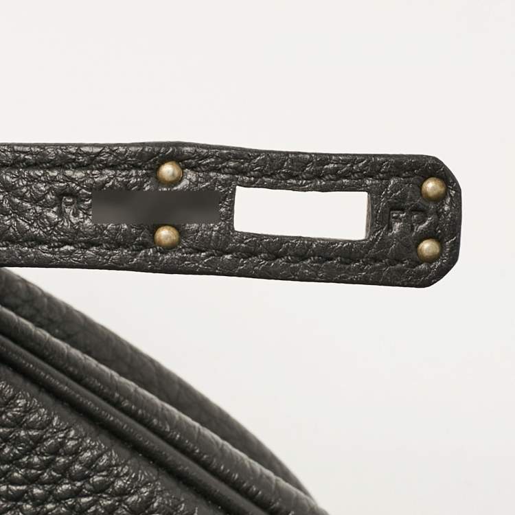 Pre Owned Hermes Noir Togo Leather Palladium Finish Birkin 25 Bag