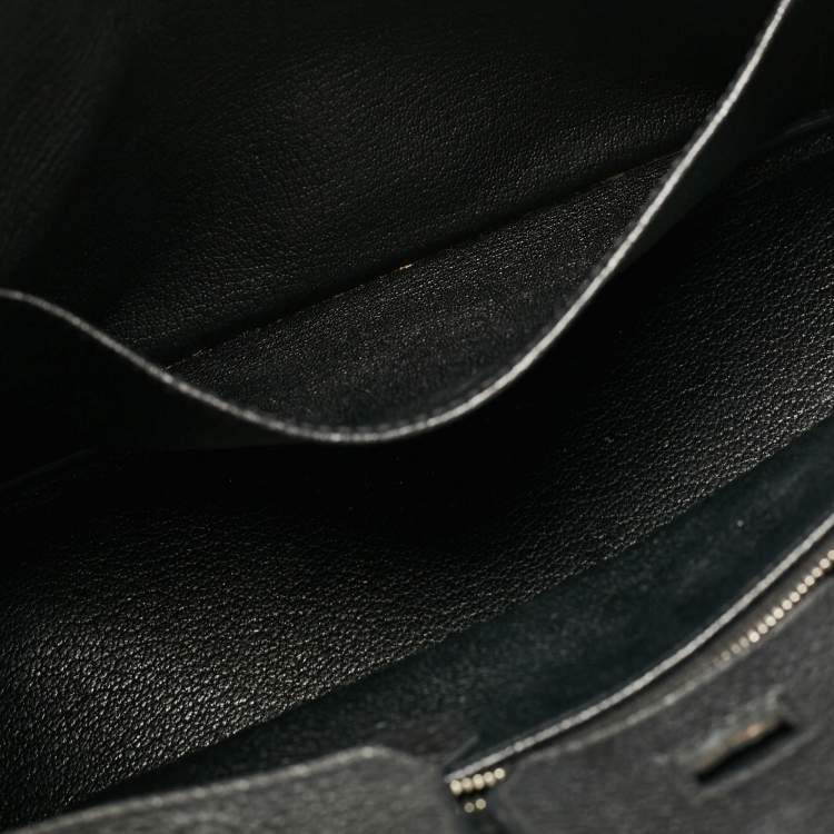 Pre Owned Hermes Noir Togo Leather Palladium Finish Birkin 25 Bag