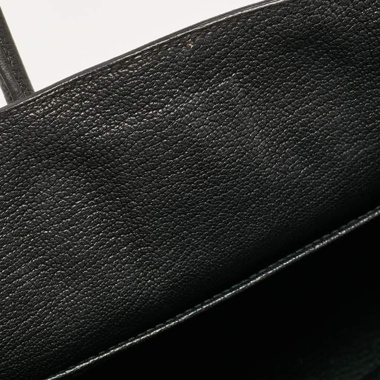 Pre Owned Hermes Noir Togo Leather Palladium Finish Birkin 25 Bag
