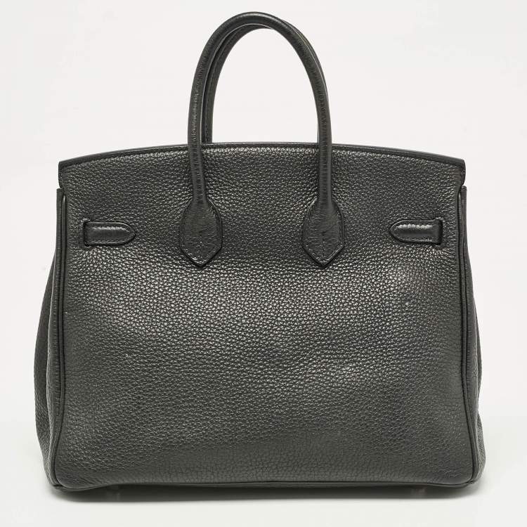 Pre Owned Hermes Noir Togo Leather Palladium Finish Birkin 25 Bag