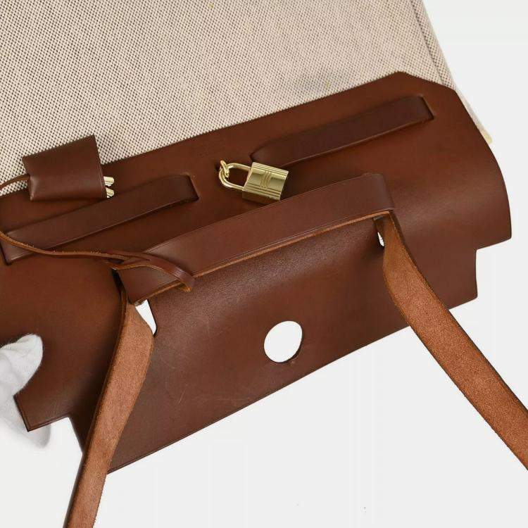 Pre Owned Hermes Brown Brown and Toile H Herbag PM  Bag