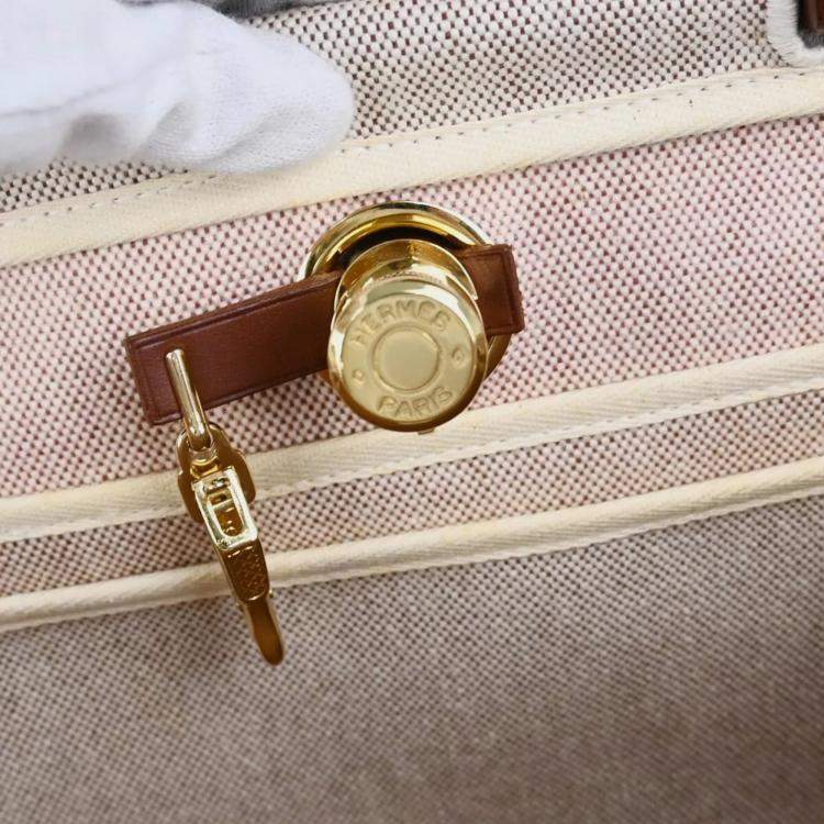 Pre Owned Hermes Brown Brown and Toile H Herbag PM  Bag