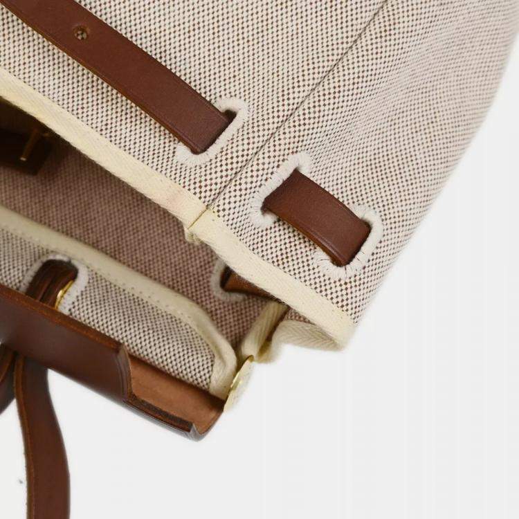 Pre Owned Hermes Brown Brown and Toile H Herbag PM  Bag