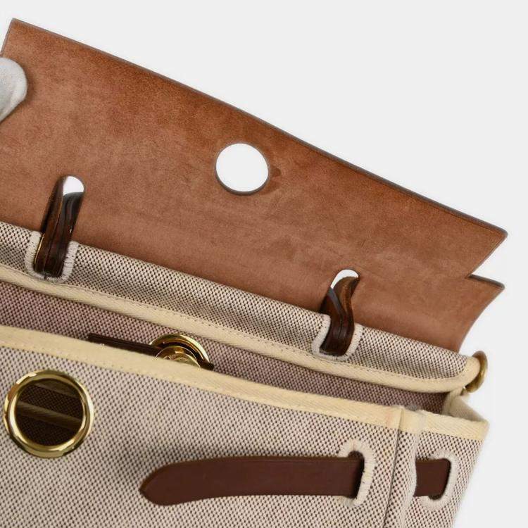 Pre Owned Hermes Brown Brown and Toile H Herbag PM  Bag