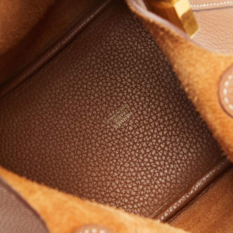 Pre Owned Hermes Gold Taurillon Clemence Leather Picotin Lock 18 Bag