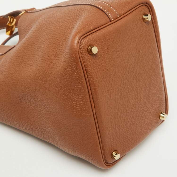 Pre Owned Hermes Gold Taurillon Clemence Leather Picotin Lock 18 Bag