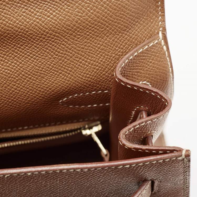 Pre Owned Hermes Gold Courchevel Leather Gold Finish Kelly Sellier 32 Bag