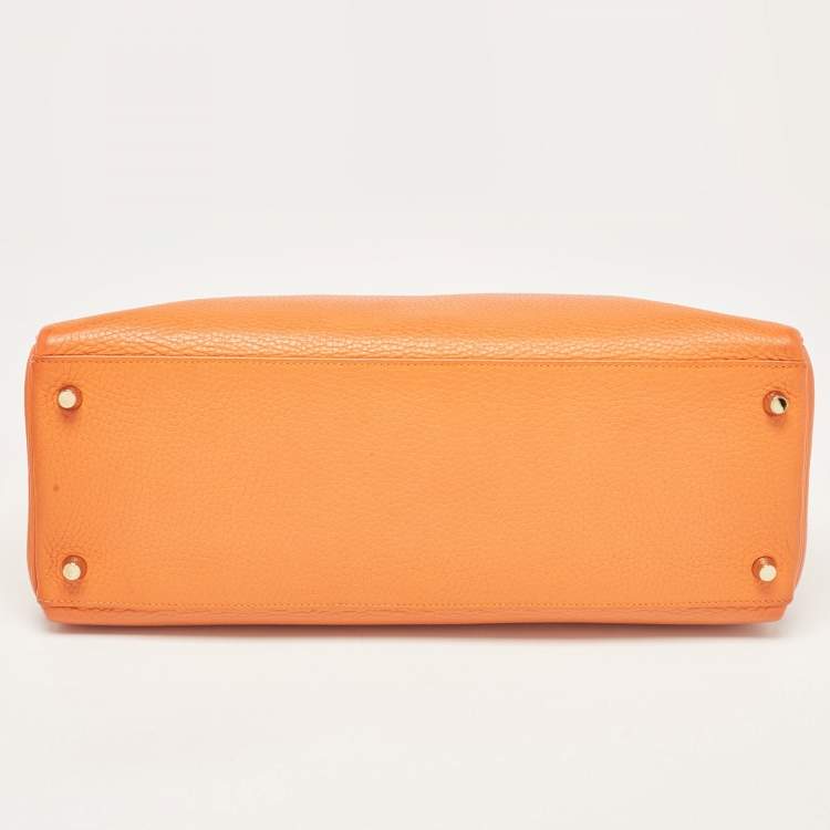 Pre Owned Hermes Orange Taurillon Clemence Leather Gold Finish Kelly Retourne 35 Bag