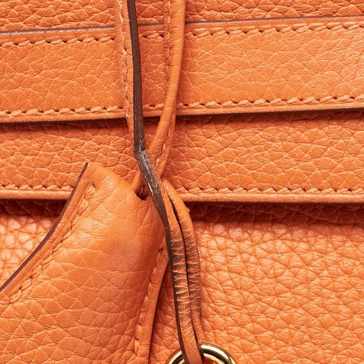 Pre Owned Hermes Orange Taurillon Clemence Leather Gold Finish Kelly Retourne 35 Bag