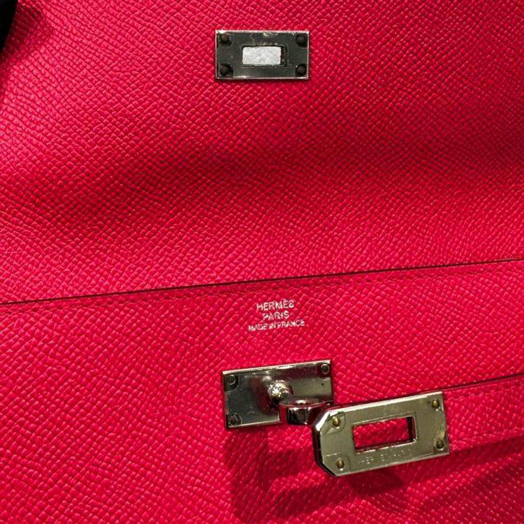 Pre Owned Hermes Pink Chevre Mysore Kelly To Go Wallet