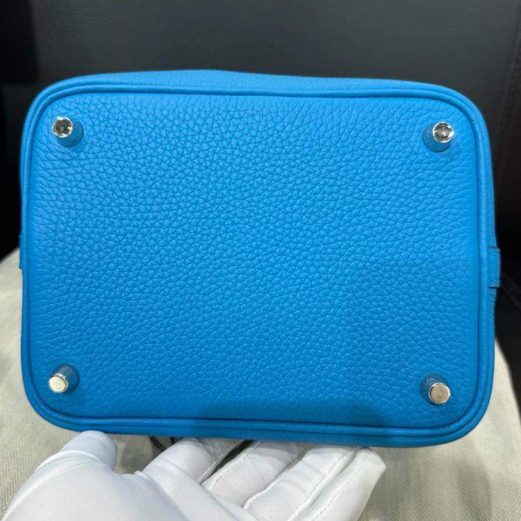 Pre Owned Hermes Blue Leather Picotin 18 Shoulder Bag