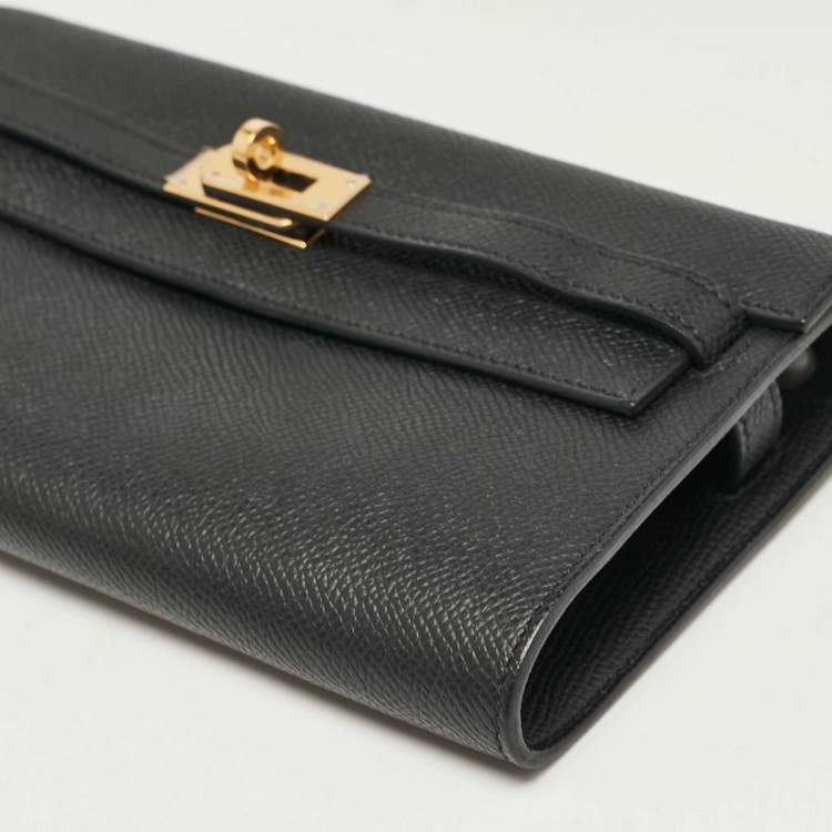 Pre Owned Hermès Noir Epsom Leather Kelly To Go Wallet