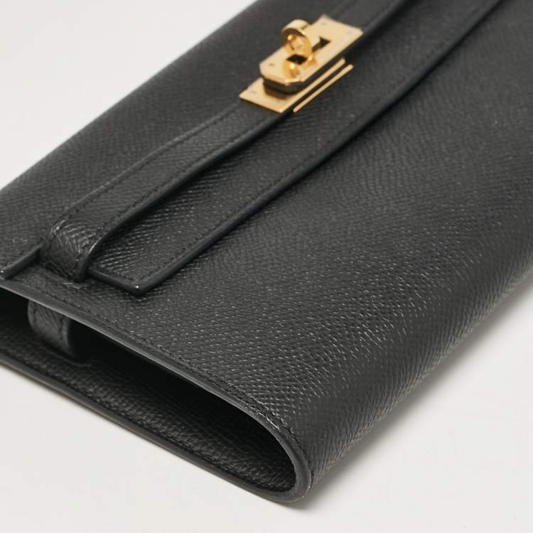 Pre Owned Hermès Noir Epsom Leather Kelly To Go Wallet