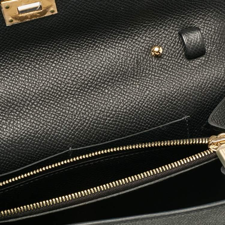Pre Owned Hermès Noir Epsom Leather Kelly To Go Wallet
