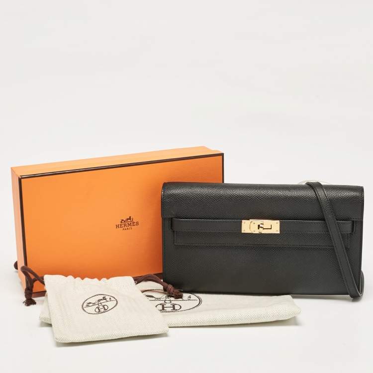 Pre Owned Hermès Noir Epsom Leather Kelly To Go Wallet