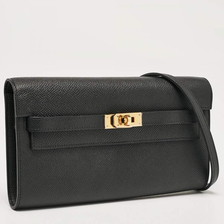 Pre Owned Hermès Noir Epsom Leather Kelly To Go Wallet