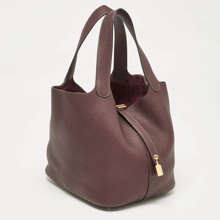 Pre Owned Hermès Rouge Sellier Taurillon Clemence Leather Picotin Lock 22 Bag