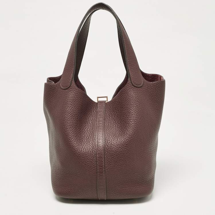 Pre Owned Hermès Rouge Sellier Taurillon Clemence Leather Picotin Lock 22 Bag