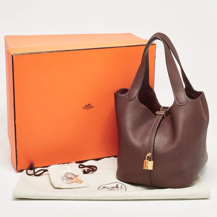 Pre Owned Hermès Rouge Sellier Taurillon Clemence Leather Picotin Lock 22 Bag