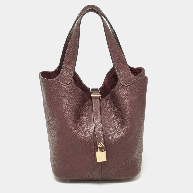 Pre Owned Hermès Rouge Sellier Taurillon Clemence Leather Picotin Lock 22 Bag
